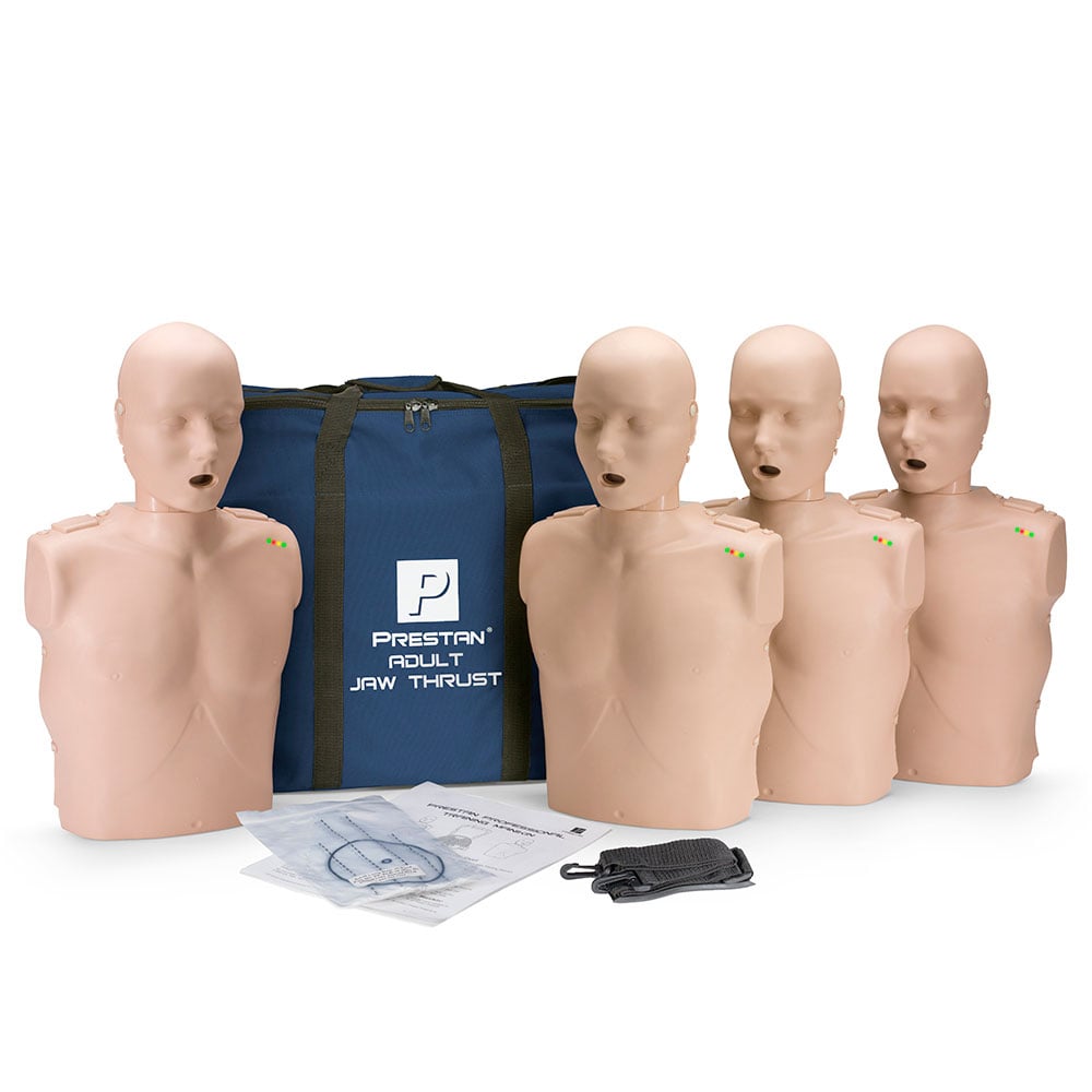 PRESTAN Professional Adult Jaw Thrust Medium Skin Manikin (4-Pack) with CPR Monitor